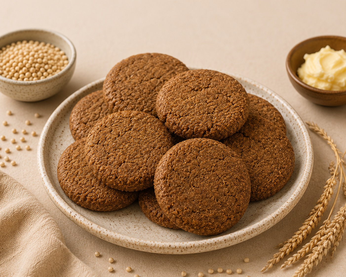 Jowar Cookies served with jowar grains